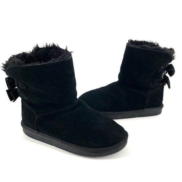 Koolaburra by UGG Attie Black Double Bow Detail Winter Boots - Picture 1 of 6